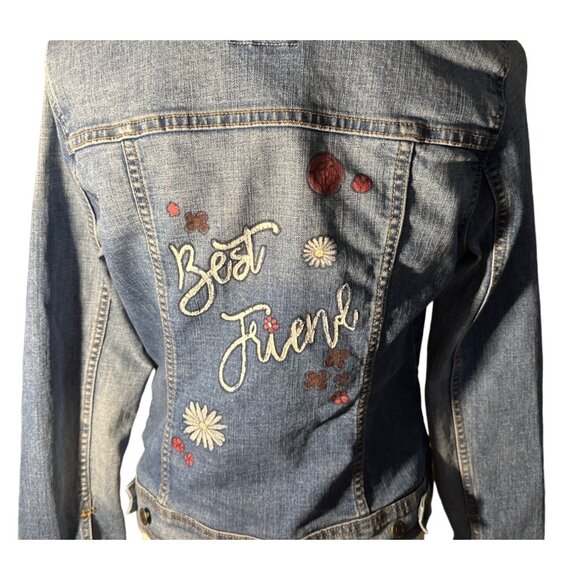 Old Navy Jean Jacket Medium Sweet Best Friend Gift Painted Design - Picture 5 of 8